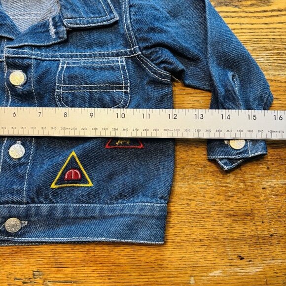 Vintage Baby Boys Denim Jacket 12M Construction Patches Jeans Truck Machine Kids - Picture 5 of 9